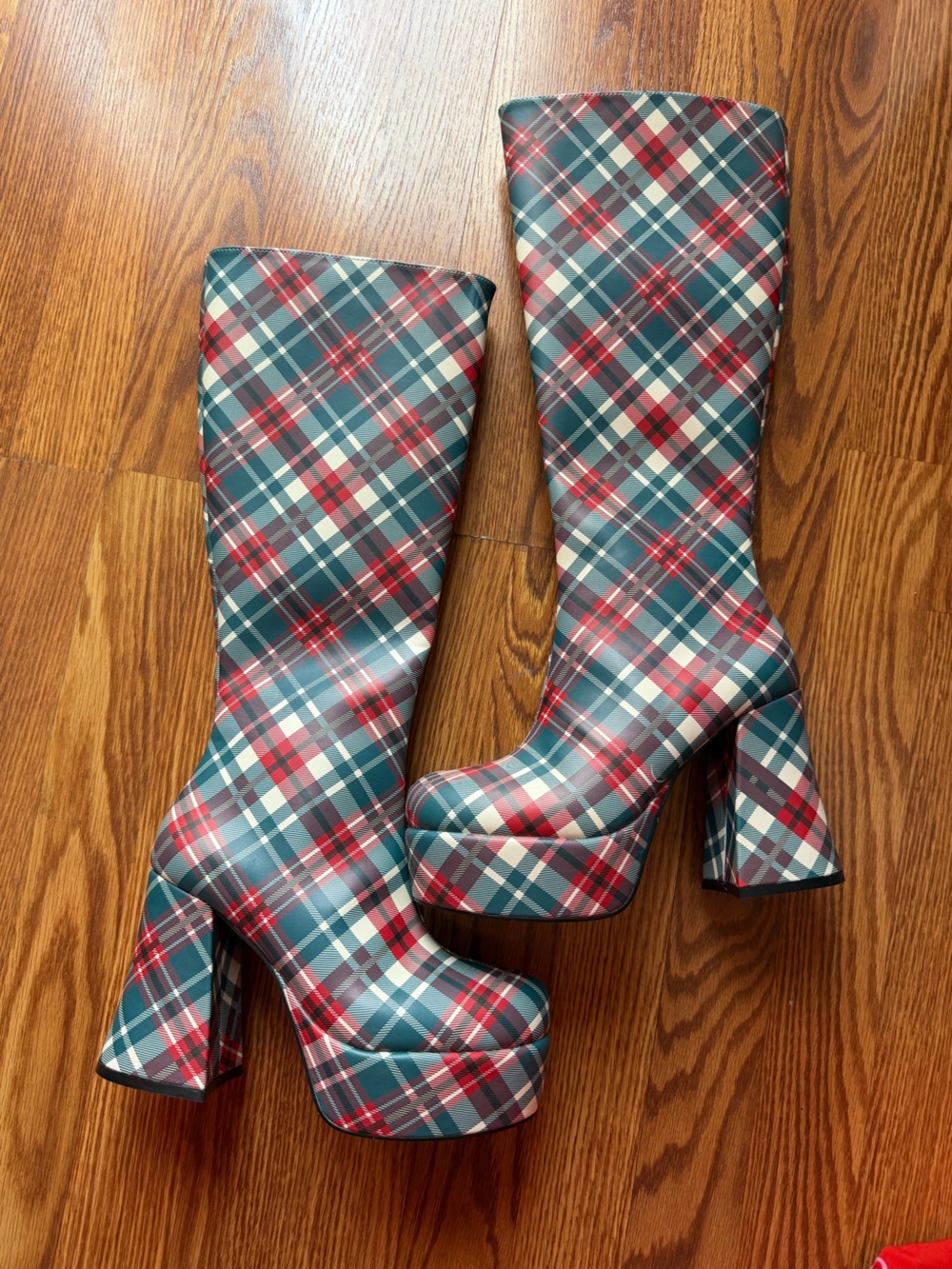 Dolls Kill Sugar thrillz FLIRTY FLAIR GO GO BOOTS - PLAID